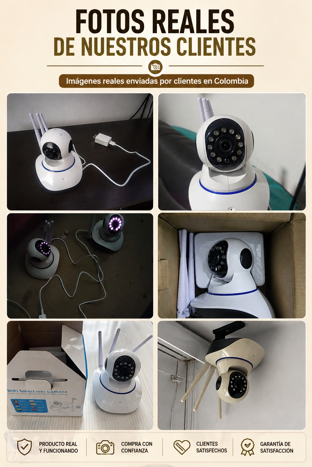 Camara Robotica Seguridad Wifi 3 Antenas VisionGuardPro