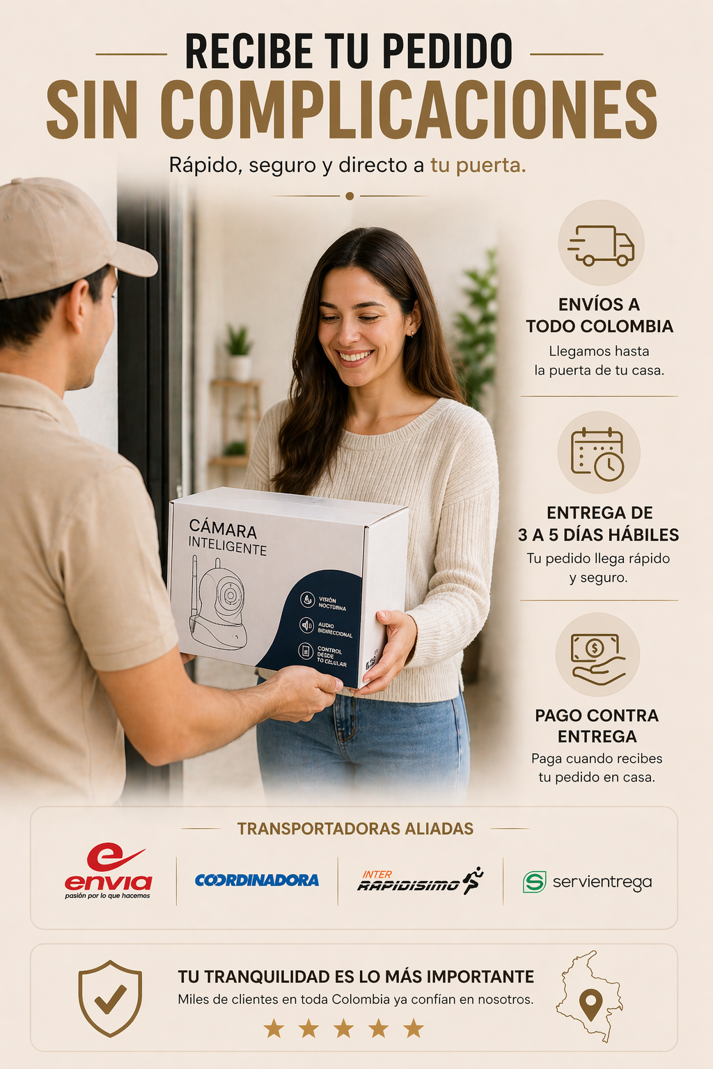 Camara Robotica Seguridad Wifi 3 Antenas VisionGuardPro